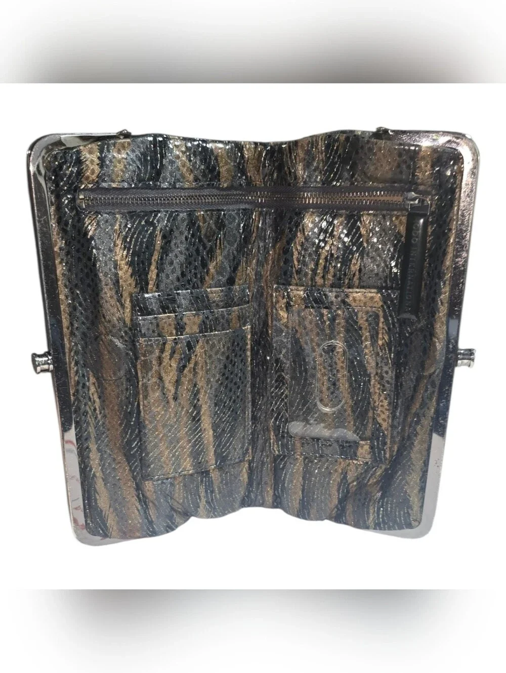 Hobo Snakeskin Patterned Lauren Leather Double Frame Clutch